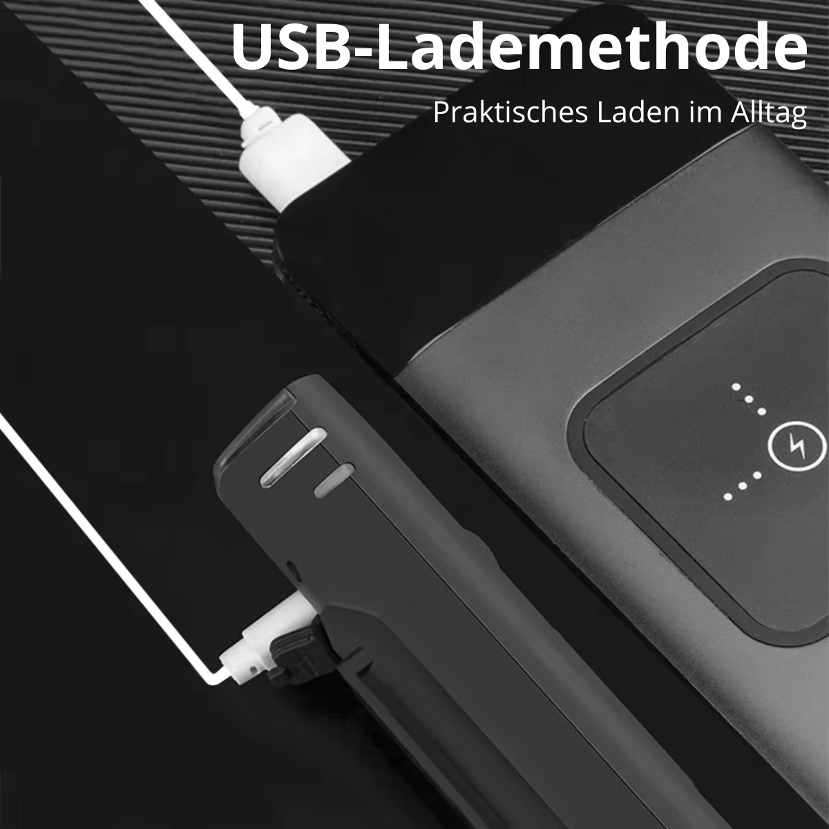 USB-Lademethode der Veltrix Fahrradlampe für praktisches Laden im Alltag