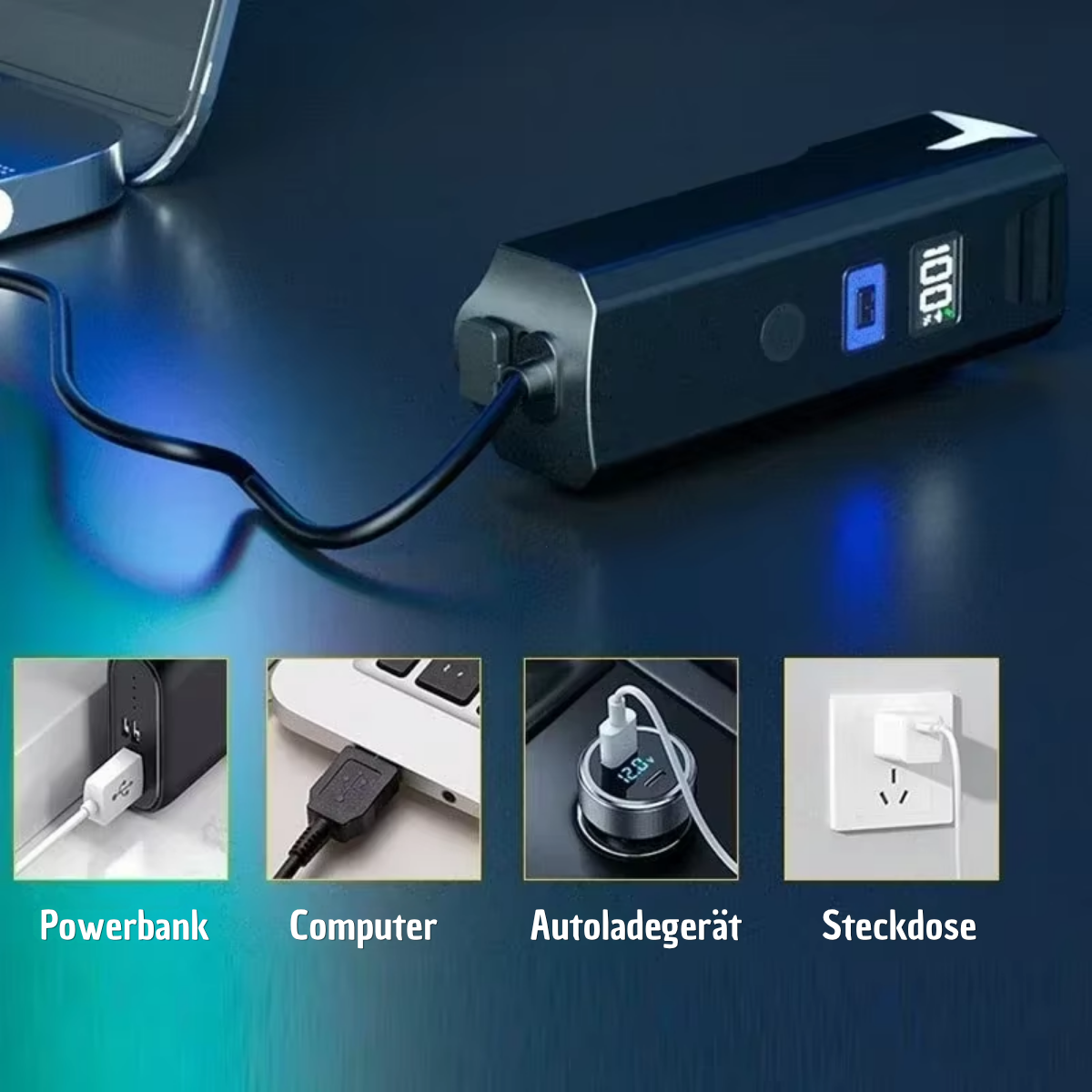 Veltrix Fahrradlampe als Powerbank nutzbar zum Laden von Smartphone und anderen Geräten