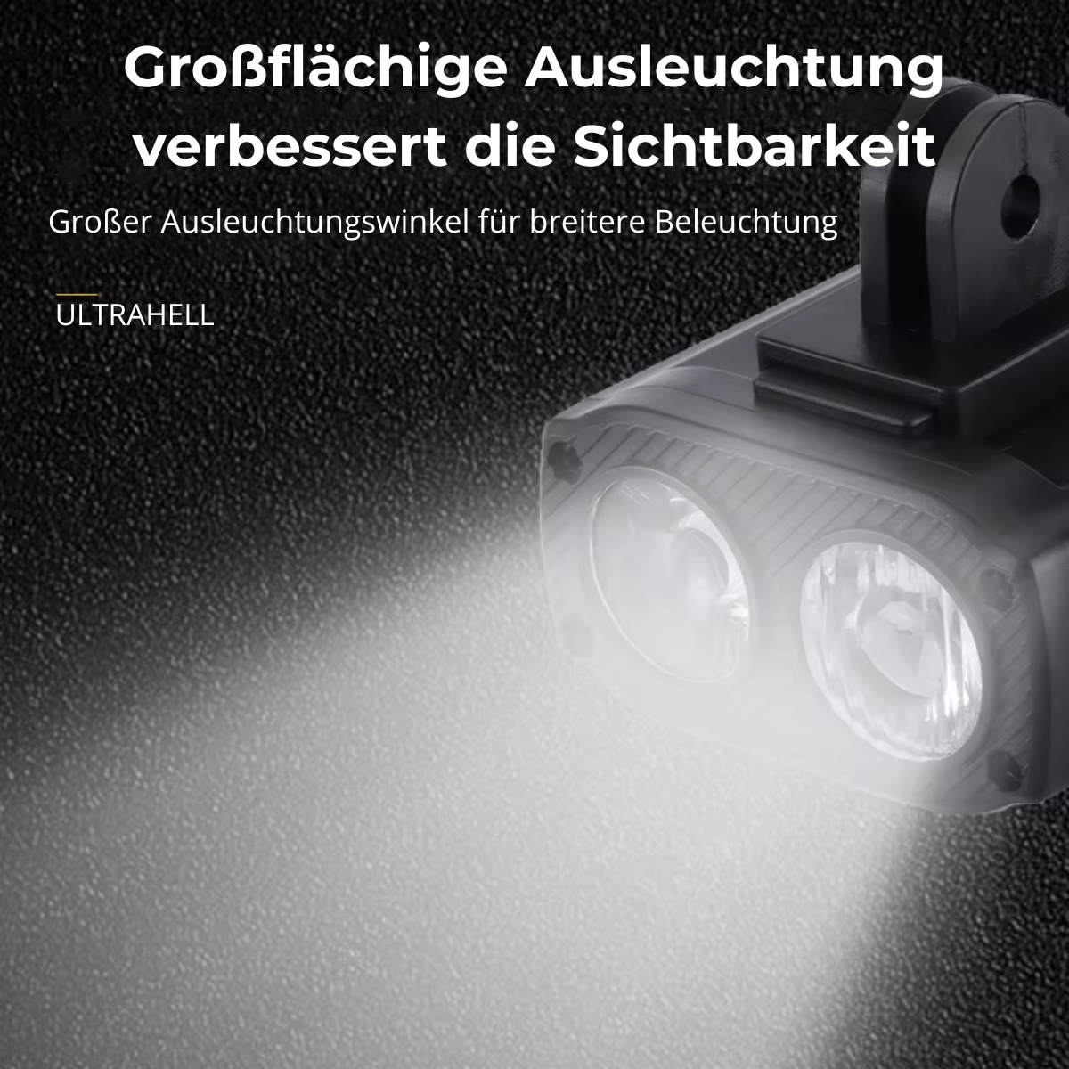 Großflächige Ausleuchtung der Veltrix Fahrradlampe verbessert die Sichtbarkeit im Straßenverkehr