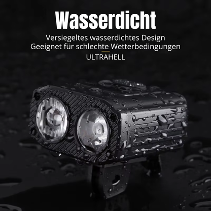 Wasserdichtes Design der Veltrix Fahrradlampe für schlechte Wetterbedingungen