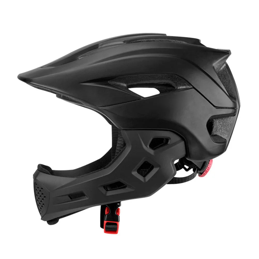 Fullface Kinderhelm mit Kinnschutz in der Seitenansicht