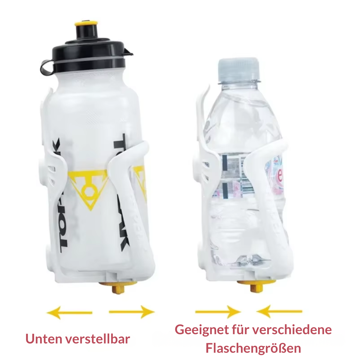  HydroGrip Fahrrad Flaschenhalter mit unterschiedlichen Flaschengrößen