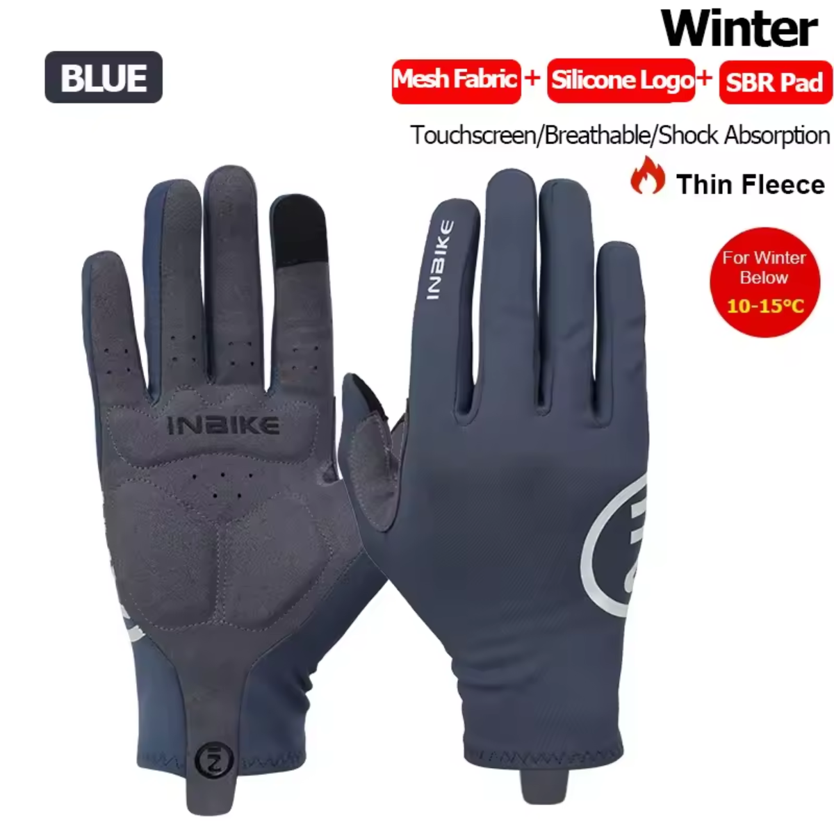 INBIKE Fahrradhandschuhe Winter in blau mit wärmendem Material