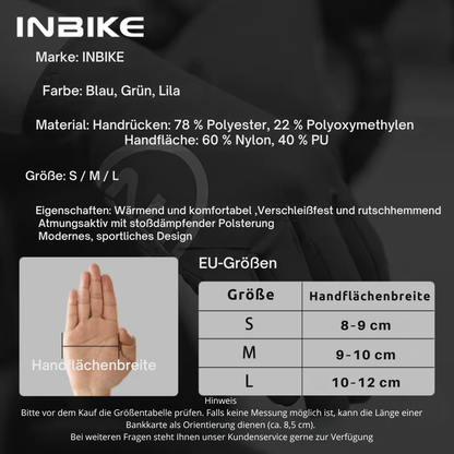INBIKE Fahrradhandschuhe Winter mit Größentabelle zur Auswahl