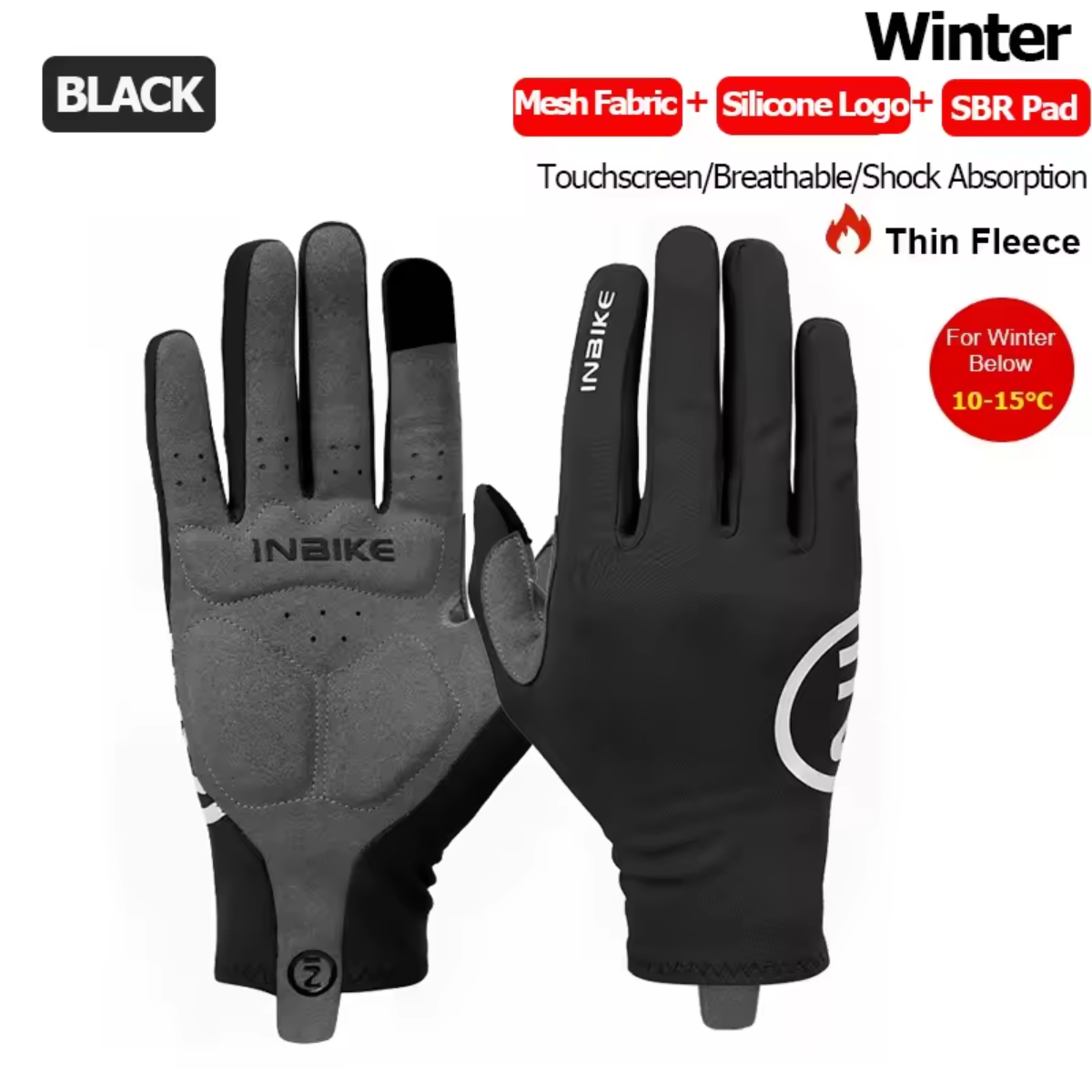  INBIKE Fahrradhandschuhe Winter in schwarz mit wärmendem Material