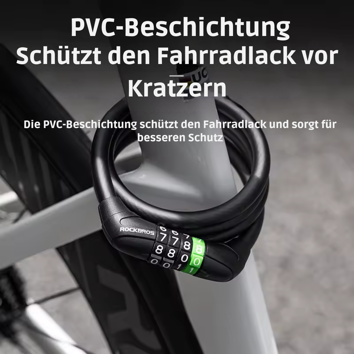 ROCKBROS Kabelschloss mit PVC-Schutzbeschichtung zum Schutz des Fahrradrahmens vor Kratzern