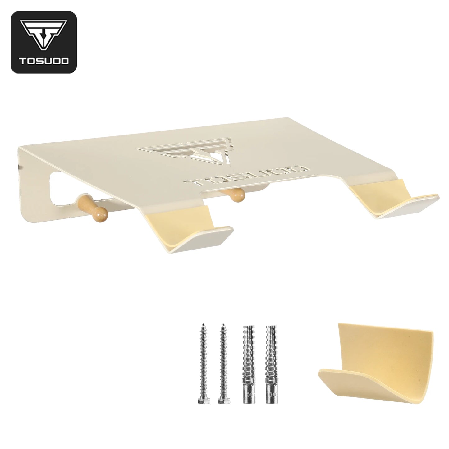 Klappbarer Fahrrad Wandhalter in Creme mit Montagematerial und Schutzauflage für die platzsparende Fahrradaufbewahrung