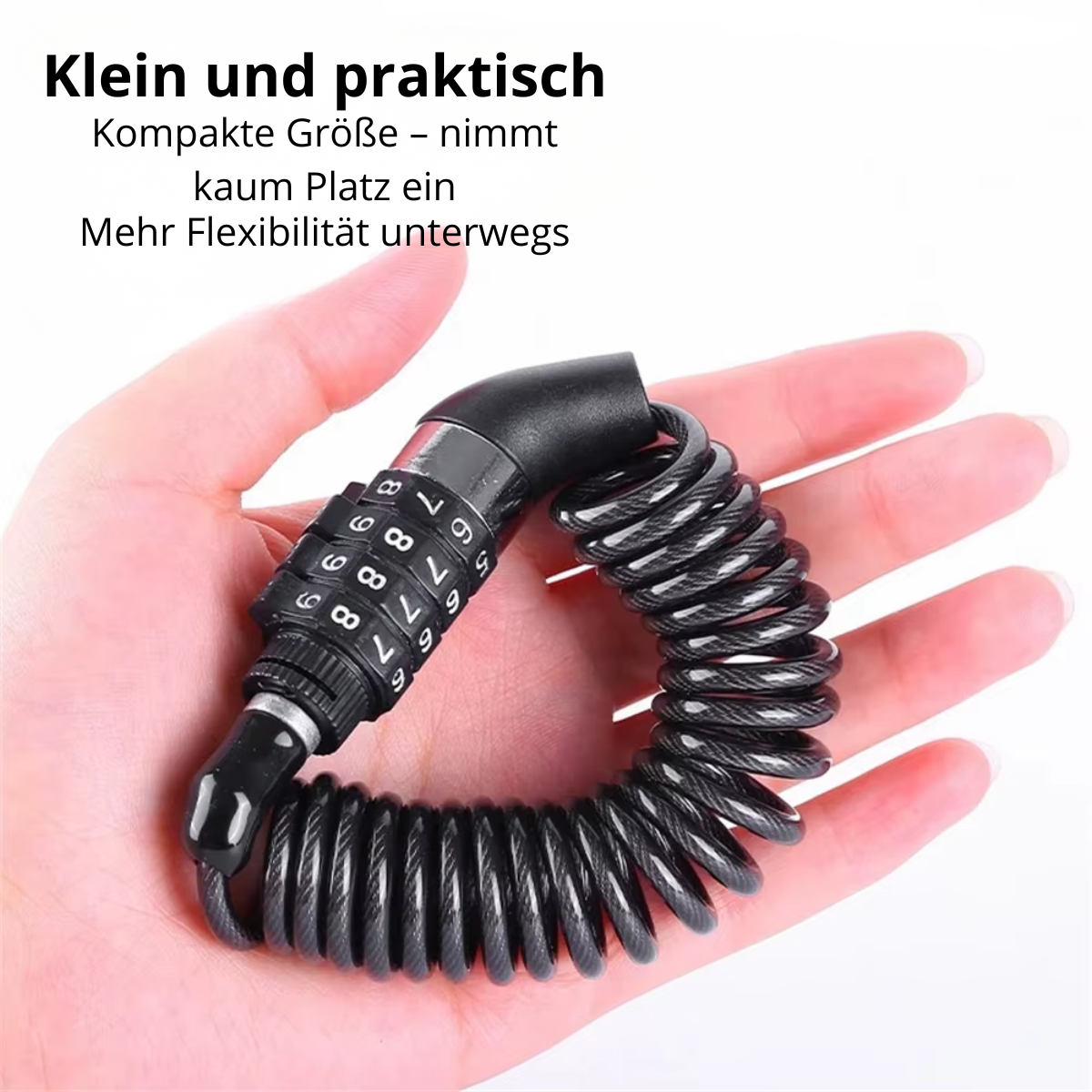 Kompaktes Spiralkabelschloss mit Zahlencode für den täglichen Gebrauch