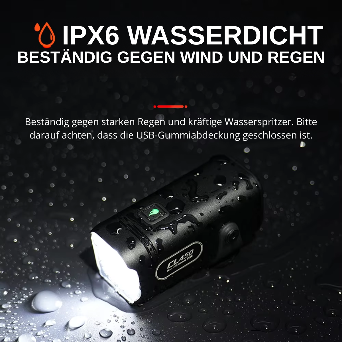 Veltrix Mini Fahrradlampe IPX6 wasserdicht, beständig gegen Wind und Regen