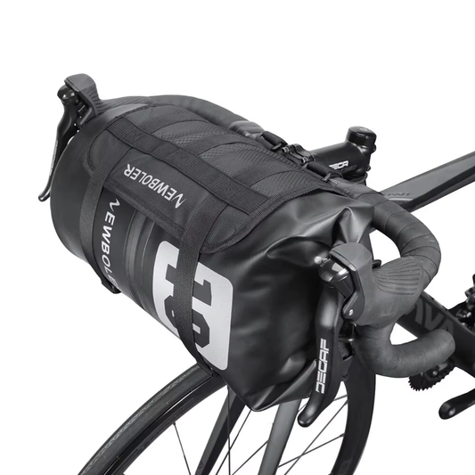 NEWBOLER Fahrrad Lenkertasche montiert am Fahrradlenker in der Frontansicht