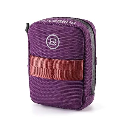 ROCKBROS Fahrrad Satteltasche Mini in Violett am Fahrrad montiert