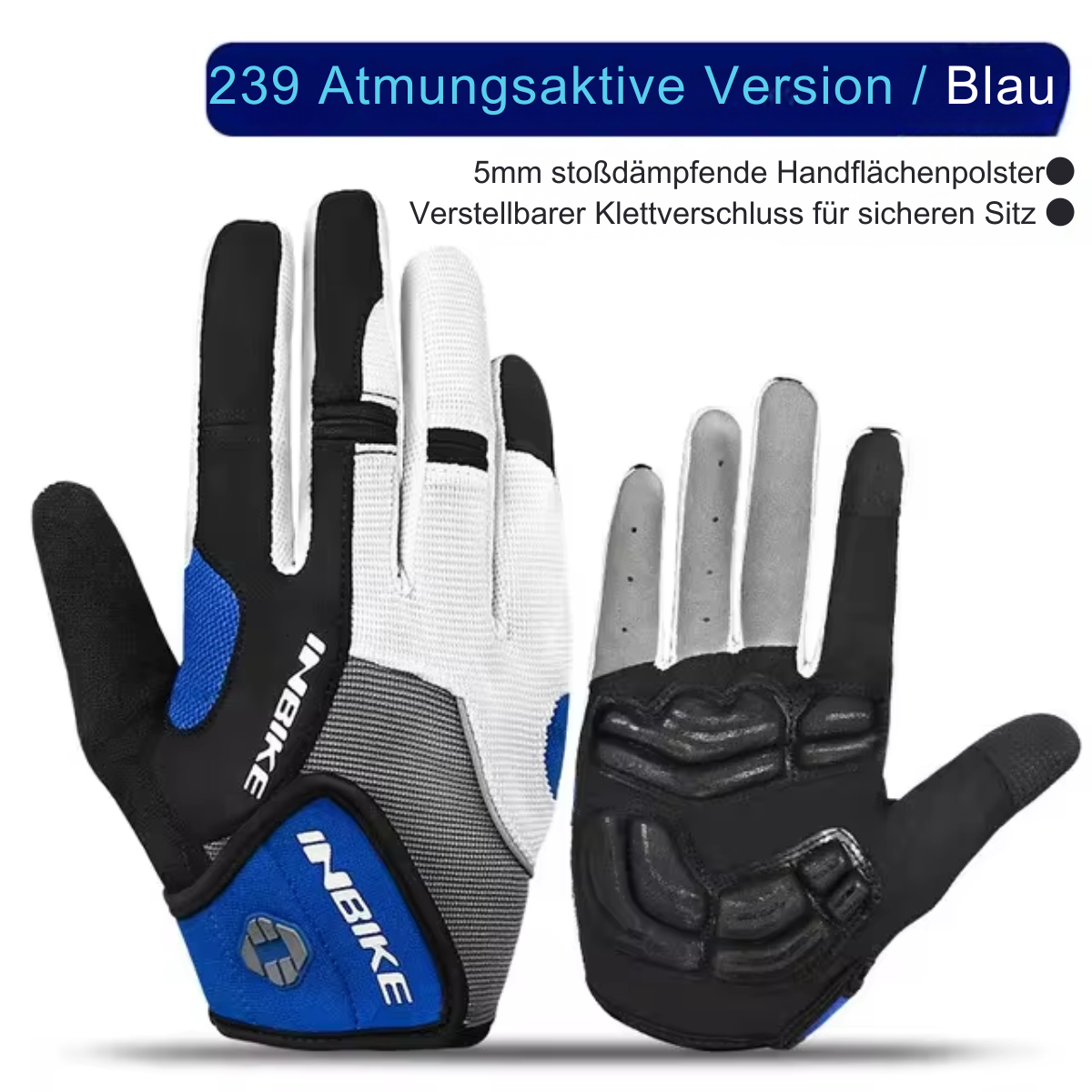 ShieldGrip Fahrradhandschuhe in schwarz und blau mit Polsterung