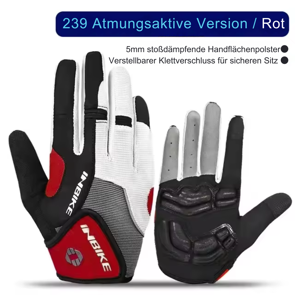 ShieldGrip Fahrradhandschuhe in schwarz und rot mit Polsterung