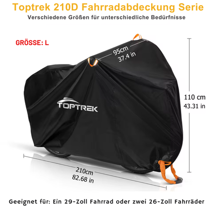 TOPTREK Fahrradabdeckung Größe L für ein 29-Zoll Fahrrad oder zwei 26-Zoll Fahrräder