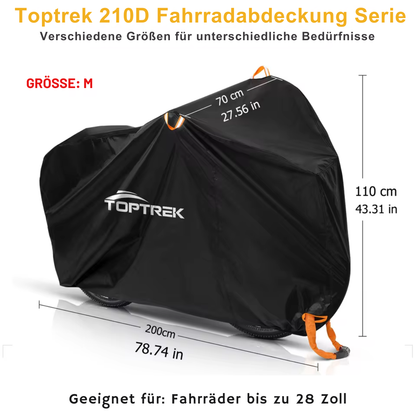 TOPTREK Fahrradabdeckung Größe M für Fahrräder bis 28 Zoll
