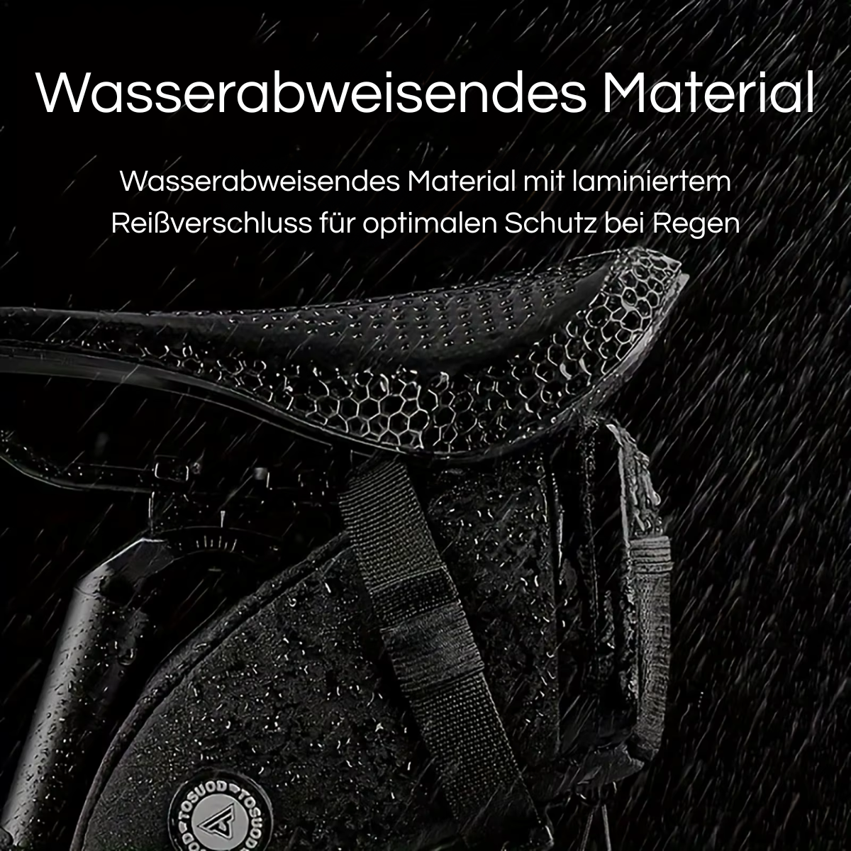 Wasserabweisendes Material der TOSUOD Fahrrad Satteltasche schützt bei Regen