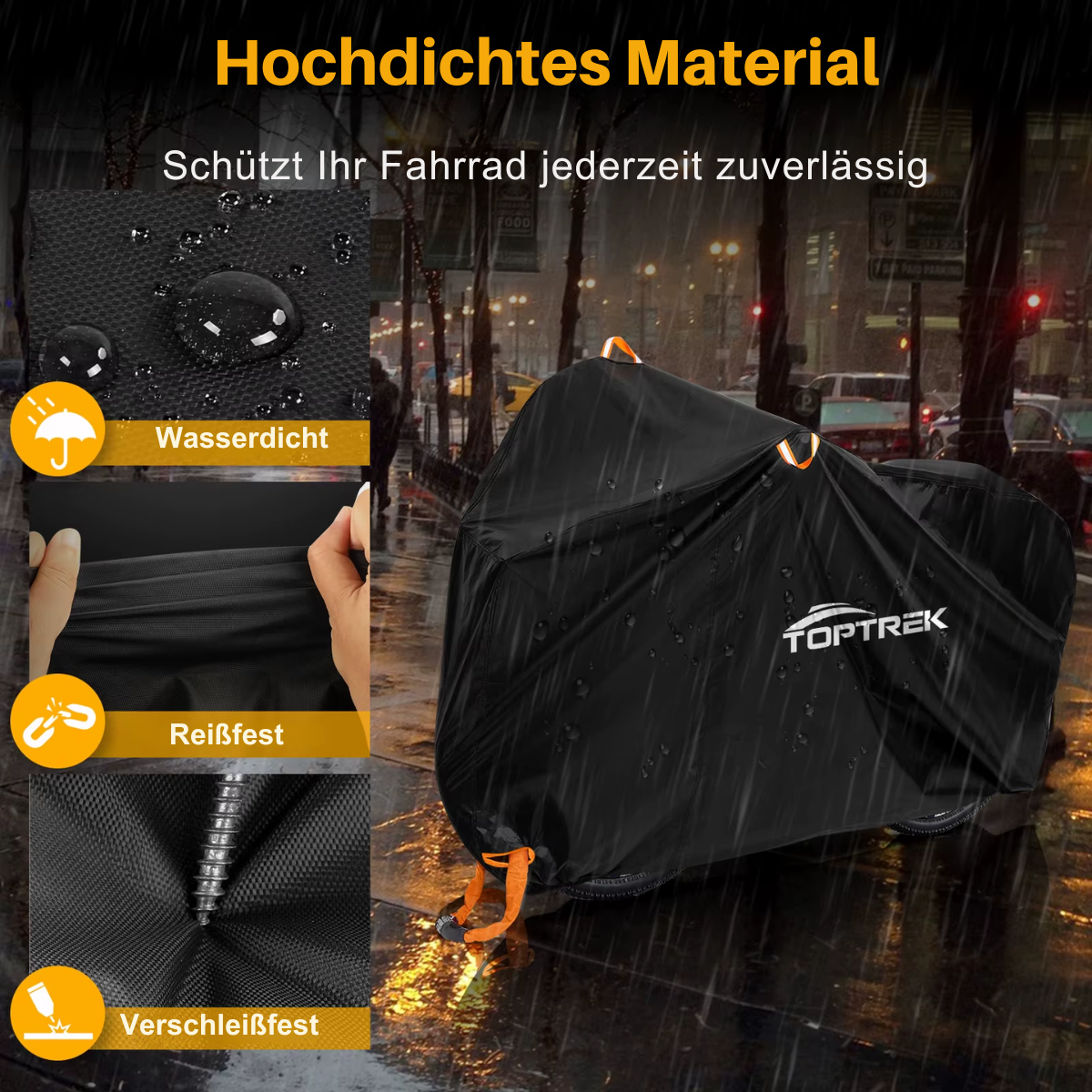 Wasserdichte Fahrradabdeckung aus 210D Oxford-Gewebe mit reißfestem und verschleißfestem Material
