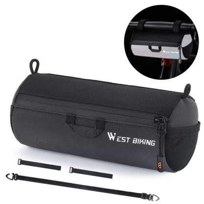 Seitenansicht der WEST BIKING Fahrrad Lenkertasche mit Reißverschluss