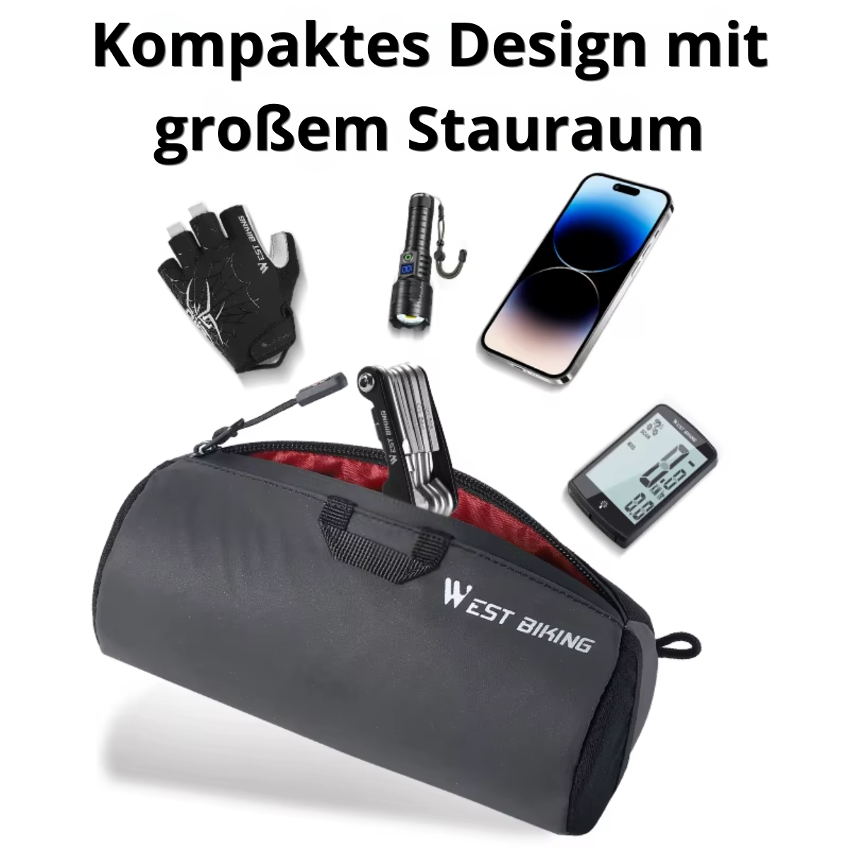 WEST BIKING Fahrrad Lenkertasche mit kompaktem Design und großem Stauraum für Zubehör