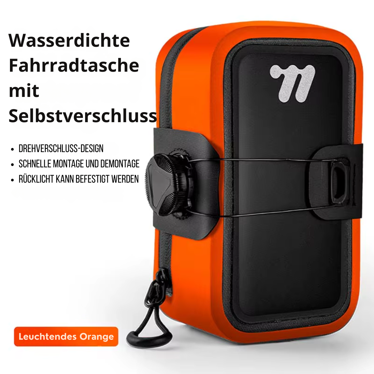 Wasserdichte WEST BIKING Fahrrad Satteltasche mit Selbstverschluss in Orange