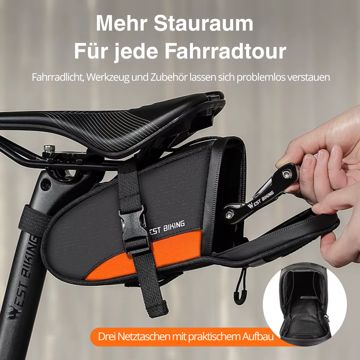WEST BIKING Fahrrad Satteltasche mit viel Stauraum für jede Fahrradtour