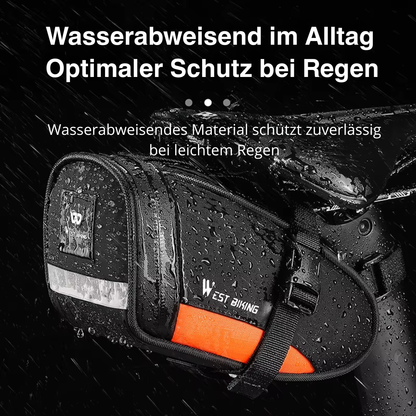 Wasserabweisendes Material der WEST BIKING Fahrrad Satteltasche bei Regen
