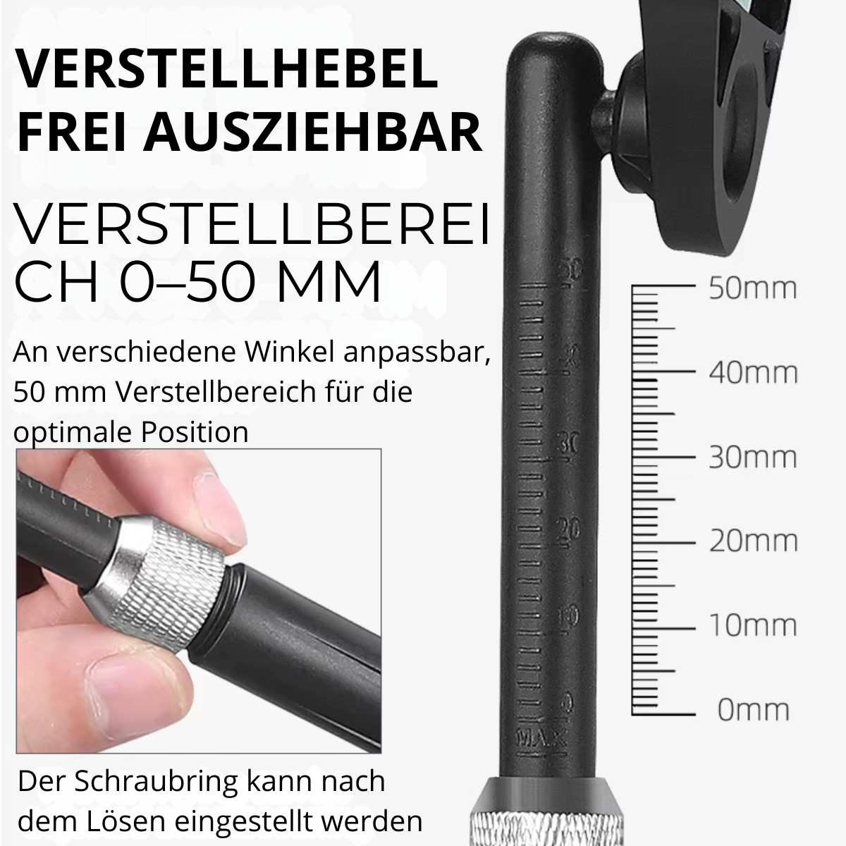 WEST BIKING Fahrrad Rückspiegel mit teleskopisch ausziehbarem Verstellhebel, Verstellbereich 0 bis 50 mm