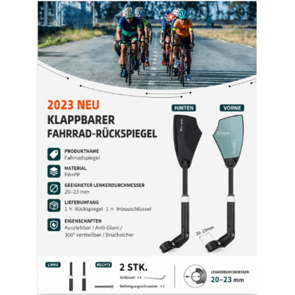  Klappbarer WEST BIKING Fahrrad Rückspiegel mit technischen Spezifikationen