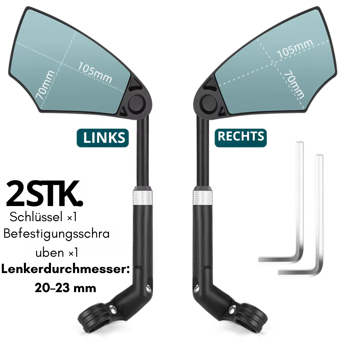 WEST BIKING Teleskop Fahrrad Rückspiegel Set für links und rechts mit Zubehör