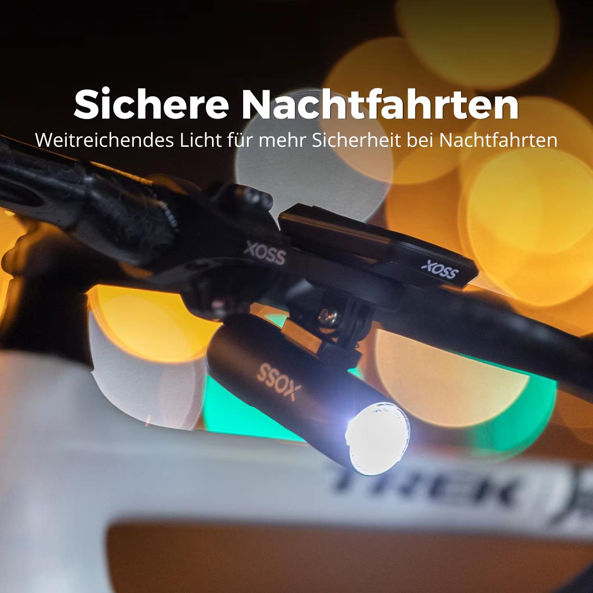 XOSS Fahrradlampe für sichere Nachtfahrten mit klarer Lichtausleuchtung